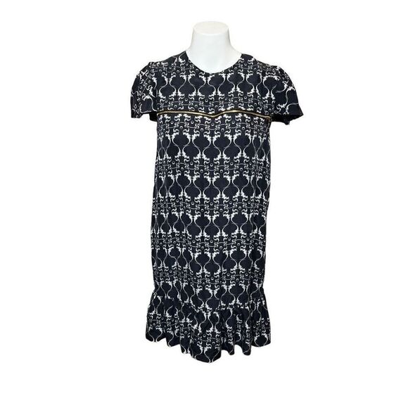 Thomas Wylde Los Angeles navy blu and white print silk mini dress size M